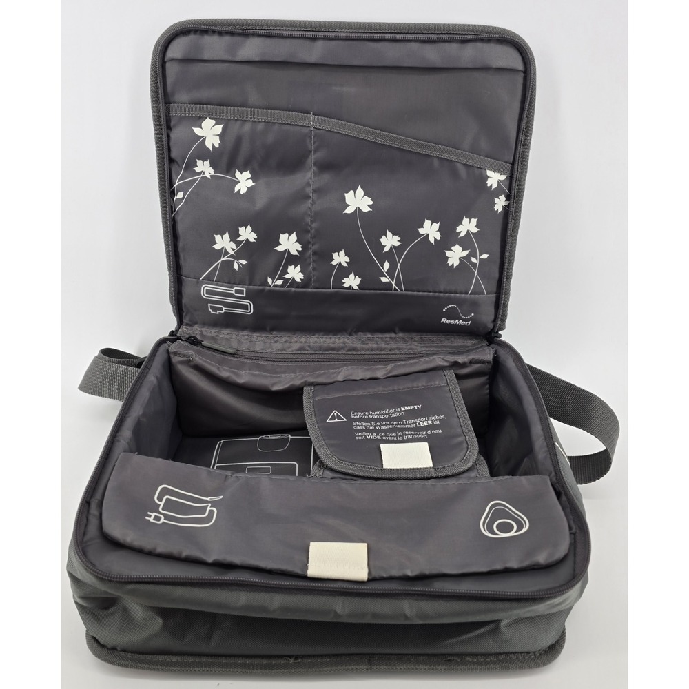 ResMed CPAP AirSense 10 Autoset Padded Travel Bag Gray White Shoulder CASE ONLY